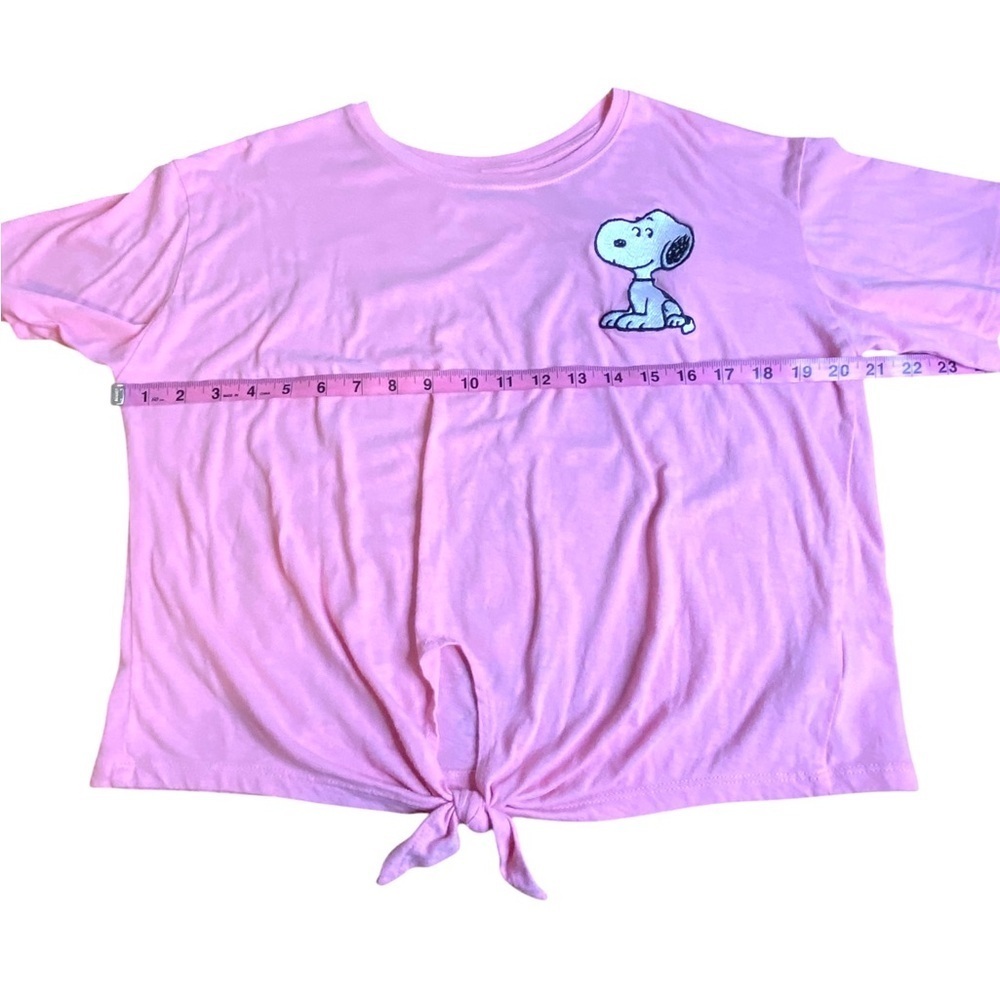Peanuts Pink Cropped Tie Front T-Shirt Women’s Size XXL - Picture 6 of 9
